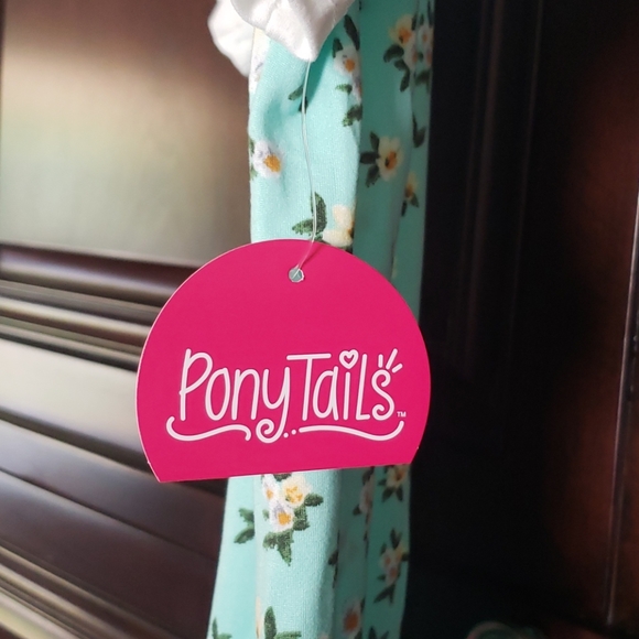 Turquoise floral girls baseball style ss t-shirt - Picture 4 of 5